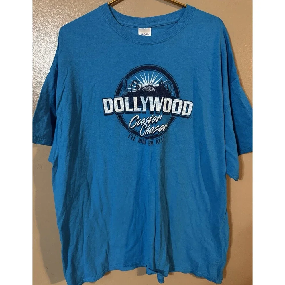 Dollywood Coaster Chaser “I’d Ride Em All” Blue Adult Size 2XL Tshirt